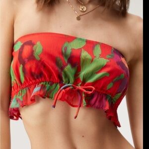 NASTY GAL FLORAL TRILL  BANDEAU TOP SIZE 12